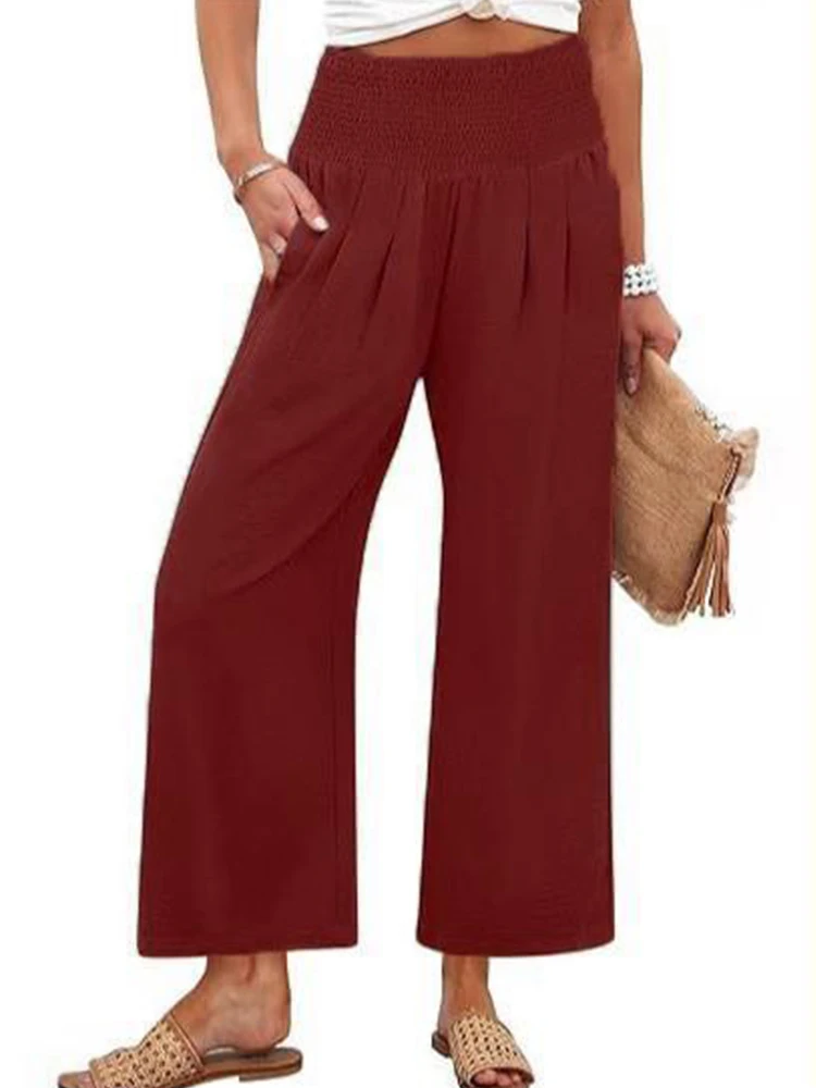 2025 Spring and Autumn Solid Color Women's High Waist Straight Leg Pants Hot Selling Commuter Style