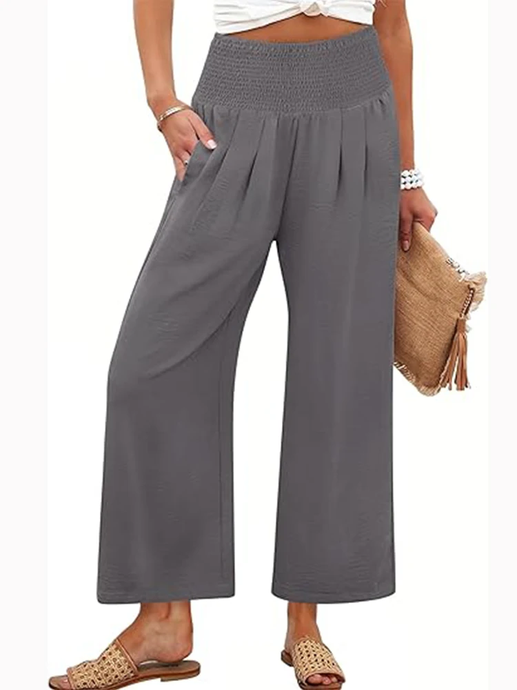 2025 Spring and Autumn Solid Color Women's High Waist Straight Leg Pants Hot Selling Commuter Style - Image 2