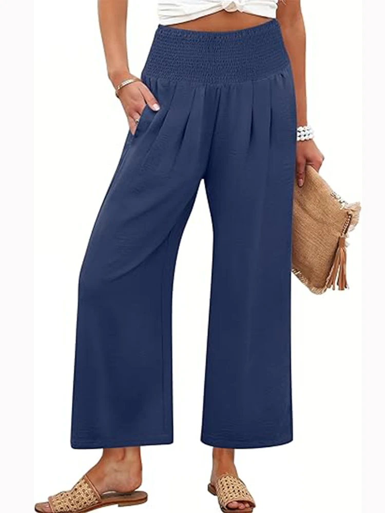 2025 Spring and Autumn Solid Color Women's High Waist Straight Leg Pants Hot Selling Commuter Style - Image 3