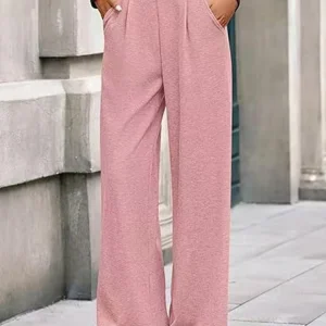 2025 autumn/winter new ribbed casual and fashionable commuting wide leg loose straight leg pants