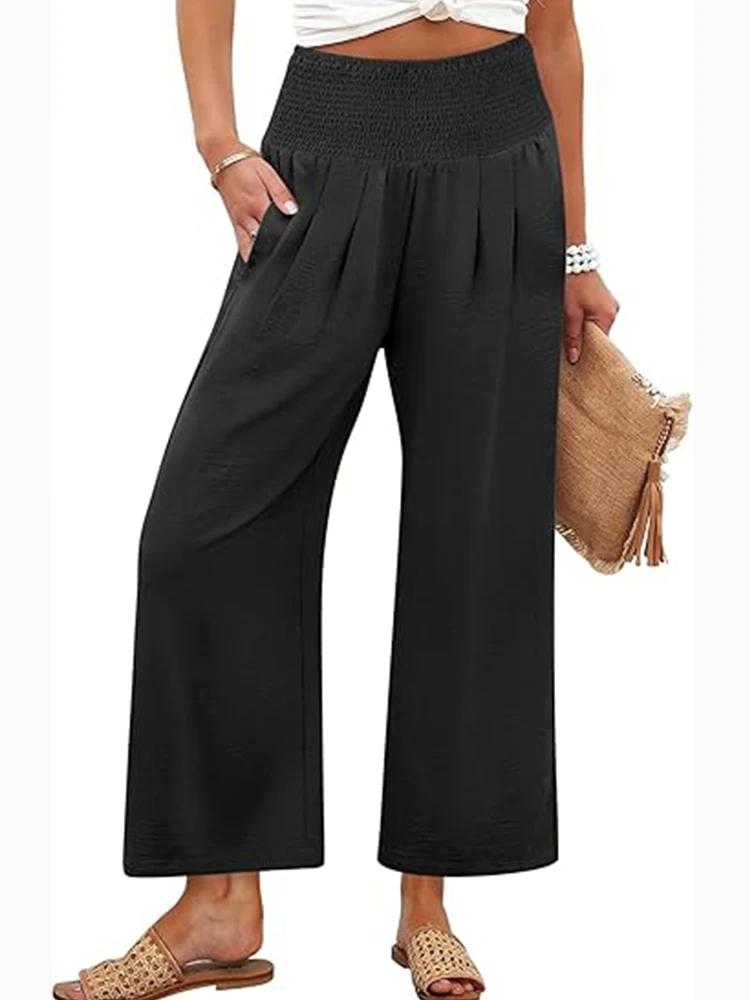 2025 Spring and Autumn Solid Color Women's High Waist Straight Leg Pants Hot Selling Commuter Style - Image 4