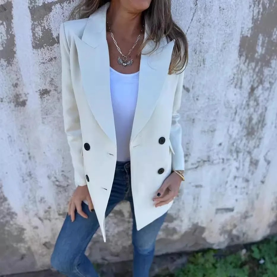 Autumn and winter new women's suit solid color fashionable long sleeved lining casual suit jacket for women - Image 4